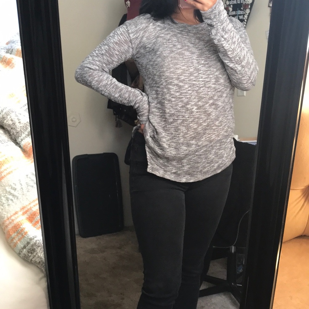 Knit long sleeve with hoodie